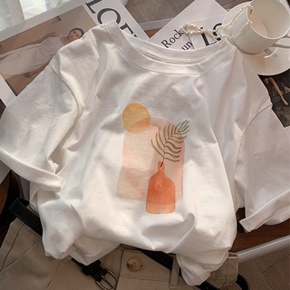 Áo thun HIIXIIVI 100% cotton tay ngắn cổ tròn in hình thời trang mùa hè phong cách Hàn Quốc cho nữ 2022