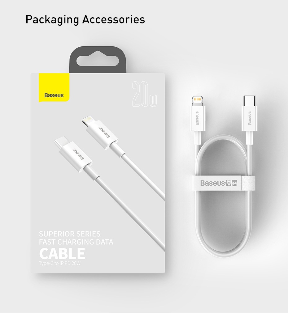 Mô tả Cáp sạc nhanh Baseus PD 20W Cáp C-L tương thích cho cáp USB sạc nhanh 12-14 - 12
