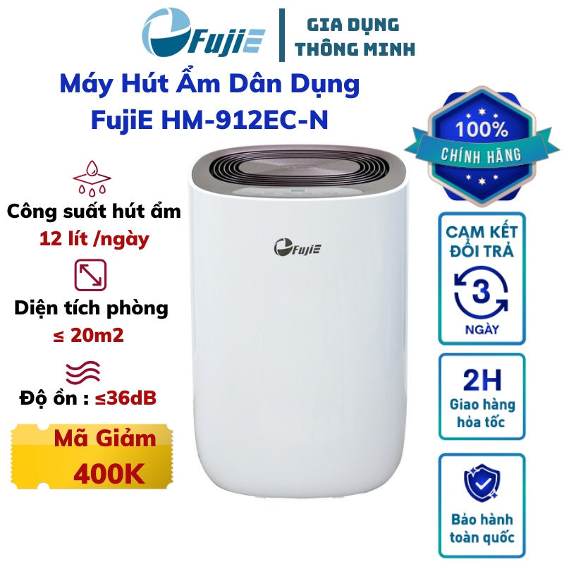 Máy hút ẩm không khí FujiE HM-912EC-N công suất hút ẩm 12L/ ngày, có khóa trẻ em công nghệ Nhật Bản bảo hành 2 năm