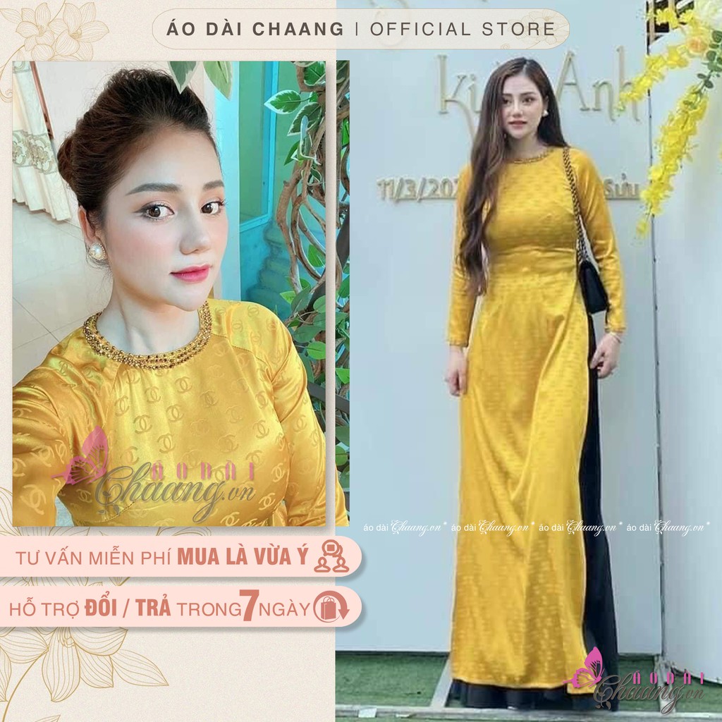 Áo Dài Xinh Dự Tiệc May Sẵn Áo Dài Gấm Lv&Gc Đinh Đá Pha Lê Đẹp Sang Trọng  | Shopee Việt Nam