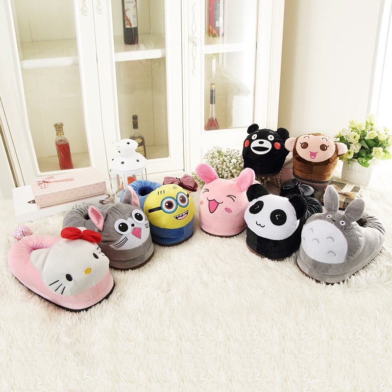 SY3 Pikachu Minions Kumamon Mùa Đông Trong Nhà Nhà Hoạt Hình Bông Dép Nữ Sinh Ký Túc Xá Dễ Thương Giày Ấm Áp YS3