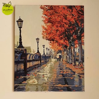 Tranh tô màu số hóa Madoca có khung 40x50cm Phố mùa Thu T106