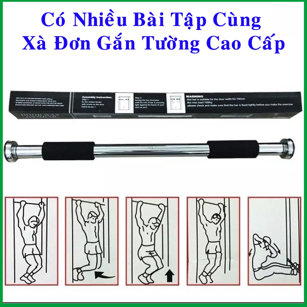 Mô tả Thanh Tập Xà Đơn Treo Tường Gắn Cửa Nhiều Cỡ Từ 62-120cm Tùy Chỉnh Tập Gym Tập Thể Thao Chính Hãng Amalife - 2