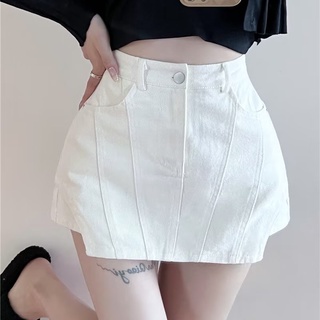 Hàng Có Sẵn Quần Short Jean Giả Váy Dáng Chữ A Lưng Cao Thời Trang Xuân Hè Màu Hồng Phong Cách Mới Dành Cho Bạn Nữ