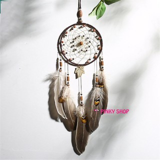 Dreamcatcher treo tường handmade, vòng bắt giấc mơ tua rua lông vũ treo trang trí độc đáo Pinky Shop mã DRD46