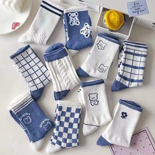Bít Tất Nữ Cổ Cao Nhiều Màu Trắng Đen Thể Thao Cute T03
