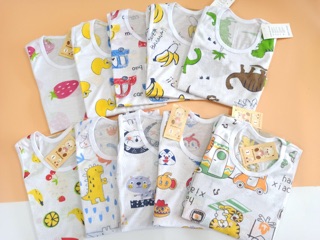 (SALE SỐC HÀNG LOẠI 1) Bộ cotton giấy thông hơi cho bé với đủ hình thù đáng yêu - Bộ ba lỗ trẻ em sợi tre