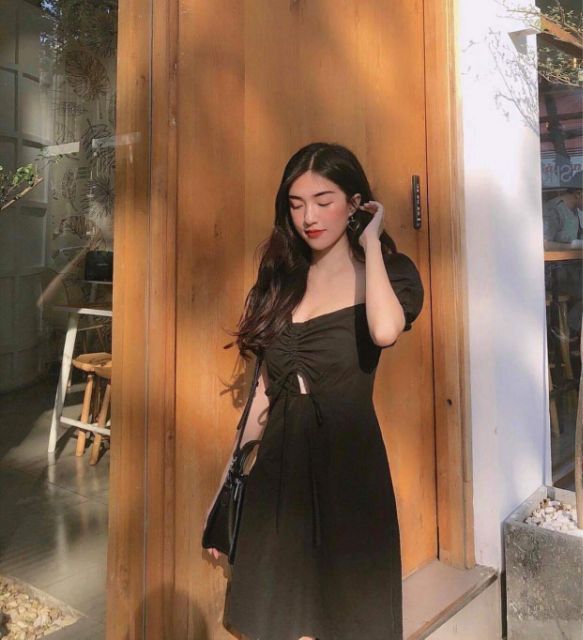 ĐẦM TRẮNG RÚT NGỰC TÔN VÒNG 1 KIKAN DRESS