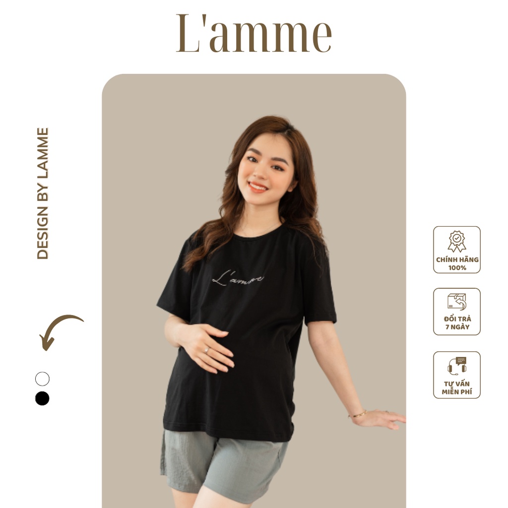 Áo phông bầu L’amme T-shirt chất cotton thấm hút mồ hôi mặc được sau sinh by LAMME