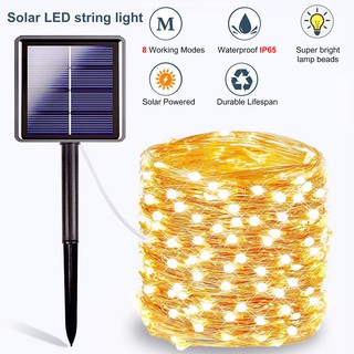 22M 200LED Đèn LED năng lượng mặt trời ngoài trời Dây đèn cổ tích chống nước Đèn dự tiệc Giáng sinh 8 chế độ chiếu sáng cho sân vườn Sân cưới Trang trí tất cả các mùa