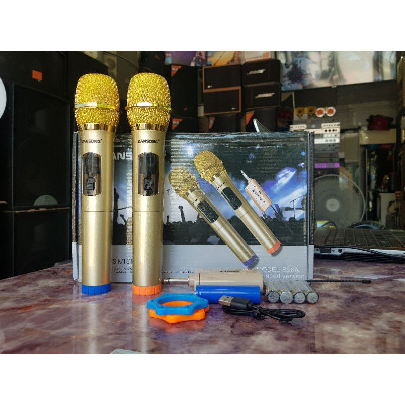 Bộ Micro không dây Zansong S28A: 02 Micro, Micro dùng cho mọi loa và ...