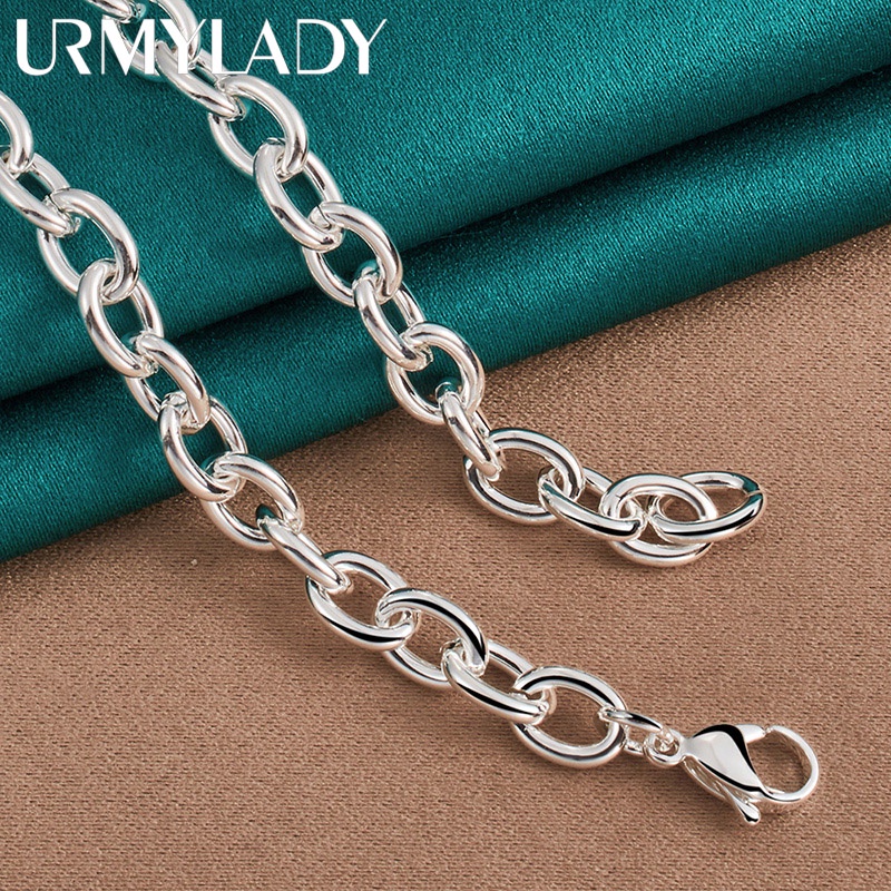 URMYLADY Bạc Trái Tim Mặt Dây Chuyền 18 Inch Dây Chuyền Vòng Cổ Cho Nữ Cưới Đính Hôn Tiệc Thời Trang Quyến Rũ 925 Trang Sức