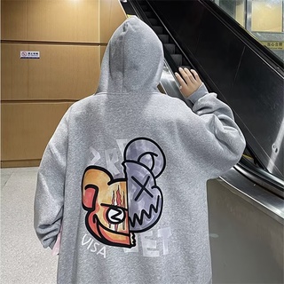 Áo Khoác Hoodie Lót Nỉ Tay Dài Dáng Rộng In Chữ Phong Cách Mỹ Thời Trang Thu Đông Cho Cặp Đôi Cỡ M-8XL