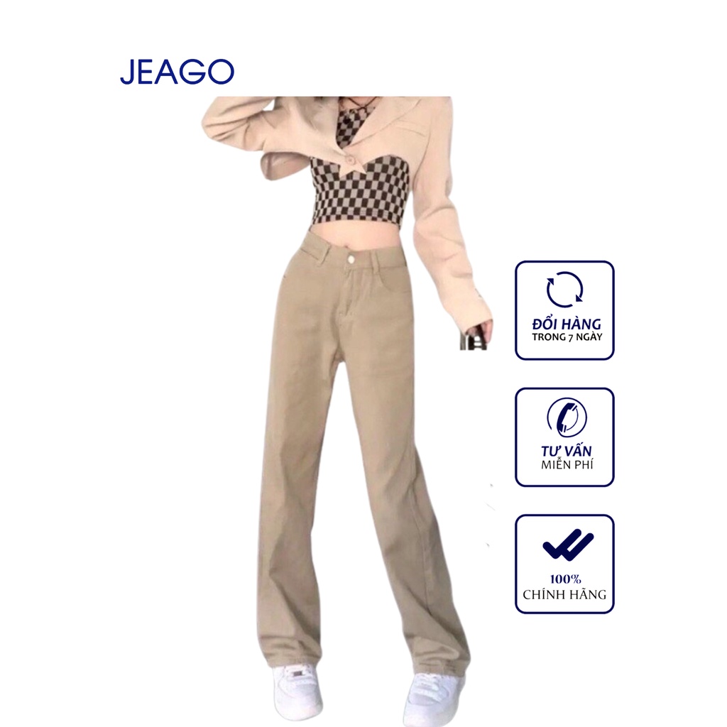 Quần Baggy Dành Cho Nữ Có Bảy Màu Ống Suông Rộng Tím Hồng Nâu Đen Trắng Nâu Cam Rêu JEAGOVN spe