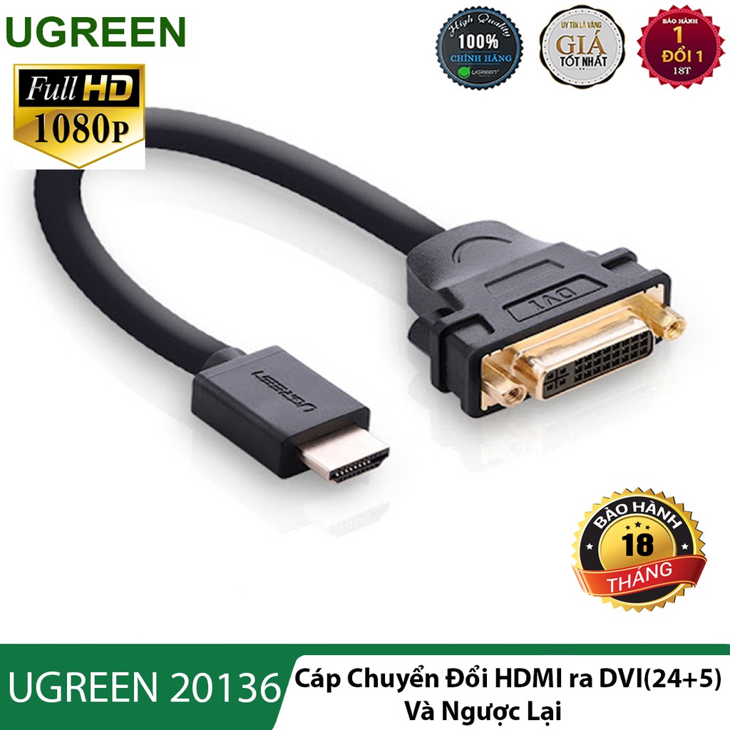 Dây cáp chuyển HDMI sang DVI(24+5) và ngược lại - Hỗ trợ độ phân giải ...