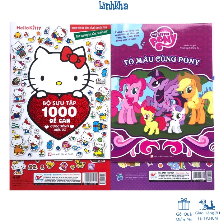 Tập Tô Màu Và Dán Hình Đề Can Sticker Hello Kitty và Pony