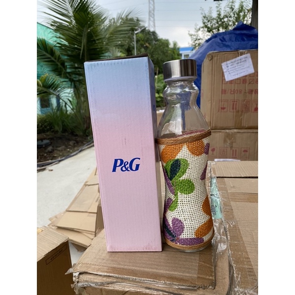 Chai thuỷ tinh bọc vải hoa 800ml