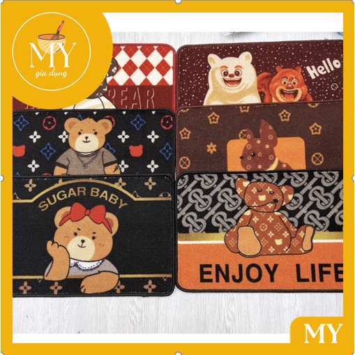 Thảm chùi chân chống trượt  40x60cm hoạt hình Gấu dễ thương tiện lợi siêu thấm nước