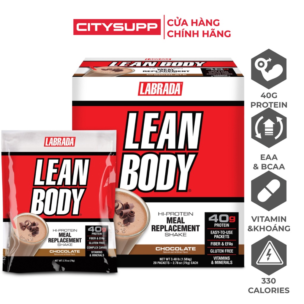 Labrada Lean Body (Set 20Gói), Sữa Thay Thế Bữa Ăn, 40g Whey Protein ...