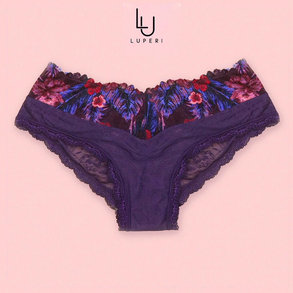 Quần Lót Nữ Lụa Phối Ren Cạp Vừa Luperi Dáng Hipster Nâng Mông Chất Liệu Mát Thoáng Khí Khử Mùi Sp738 spe