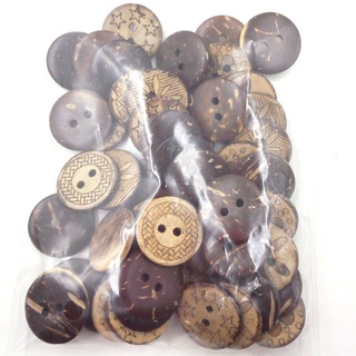 Set 50 nút áo vỏ dừa màu nâu 2 lỗ 18mm