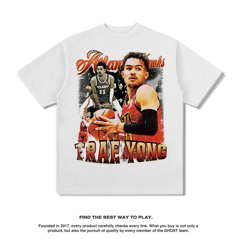 Áo Thun Tay Ngắn Cổ Tròn In Hình NBA Trae Young Fan YP2 Plus Size PY2