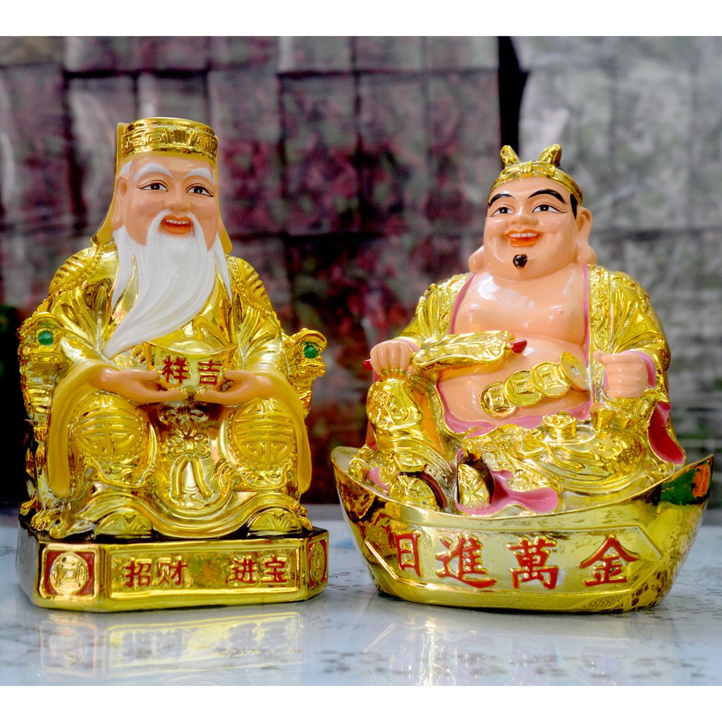 Bộ tượng hai ông Thần Tài-Thổ Địa xi vàng loại đẹp-Ba cỡ | Shopee ...