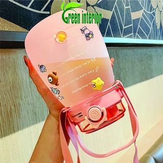 Cốc đựng nước cute Greeninterior dung tích 1300ml kèm dây đeo
