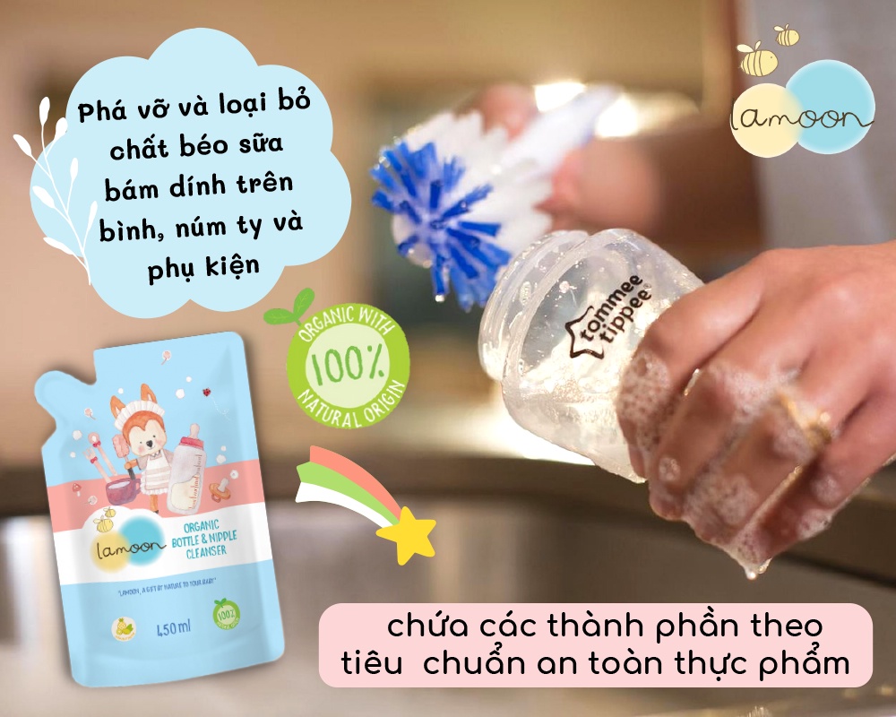 Mô tả Nước rửa bình sữa Organic cho bé Lamoon - Túi 450ml - 4