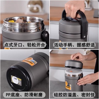 Hộp Cơm Giữ Nhiệt Inox 304 3 Ngăn Chống Tràn Dung Tích 1.5L–2L Có Quai Xách – Camhomeware