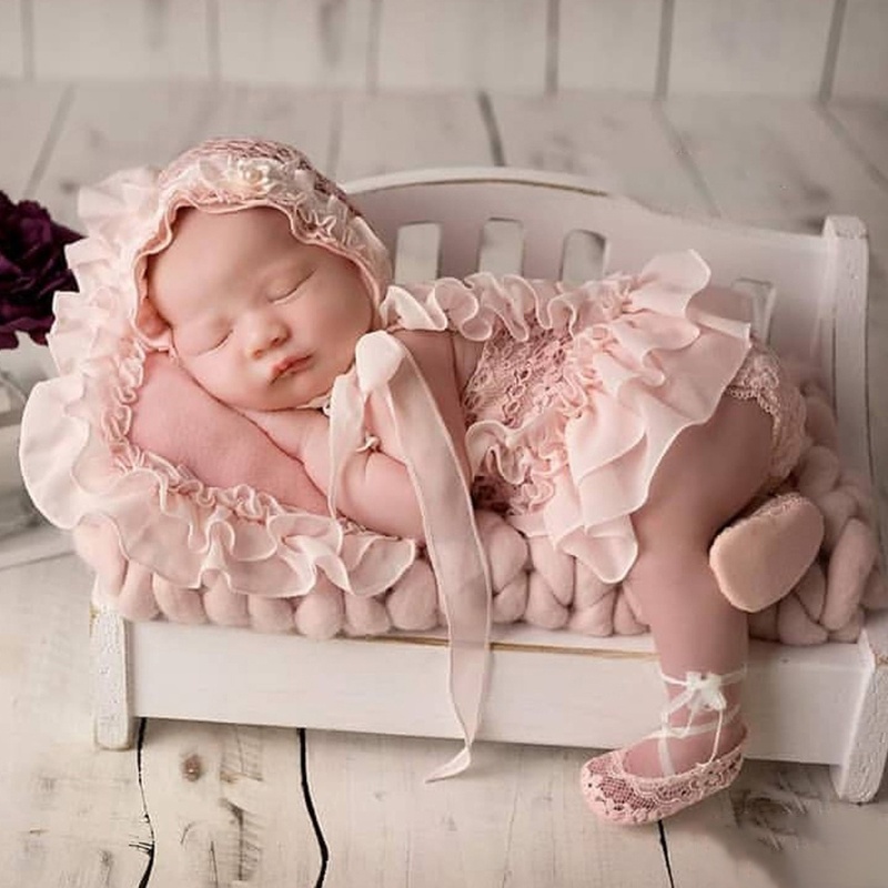 Fl Bé Body Áo liền quần Beanies Nắp Gối Quần Short Giày Trang Phục Trẻ Sơ Sinh Ảnh Trang Phục Quần Áo Đạo Cụ Chụp Ảnh