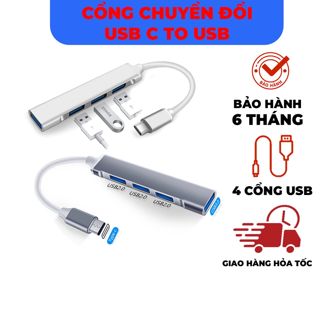 Cổng chuyển đổi USB Type C to USB ra 4 cổng USB cho Laptop, Macbook tốc ...