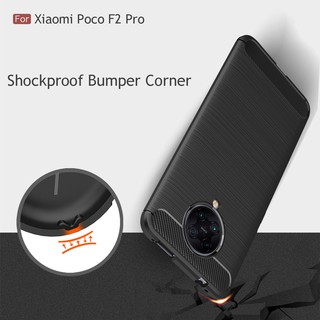 Ốp điện thoại bảo vệ lưng mỏng chống sốc bằng sợi Carbon mềm Xiaomi Poco F2 Pro