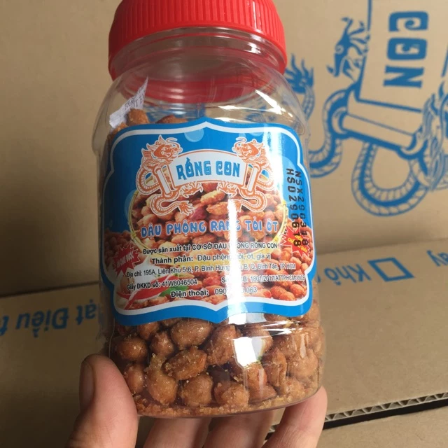 Đậu phộng rang tỏi ớt Rồng Con hủ 250gr