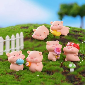 Set 6 mô hình heo béo mini dễ thương trang trí bàn làm việc, tủ sách, quà tặng, tiểu cảnh, set heo số 2