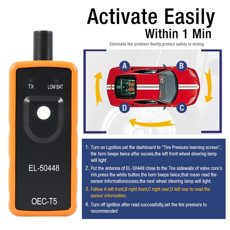 Bộ cảm biến áp suất lốp ô tô EL-5048 TPMS cho