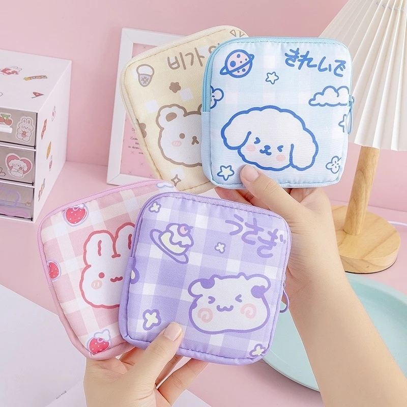 Túi Đựng Đồ Vệ Sinh Cá Nhân/Đồ Trang Điểm Sức Chứa Lớn In Họa Tiết Hoạt Hình Dễ Thương Có Khóa Kéo Tiện Dụng Cho Nữ