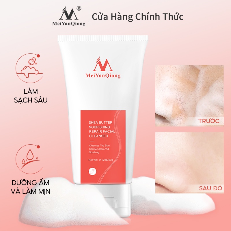 Ảnh MeiYanQiong Sữa rửa mặt chiết xuất từ bơ hạt mỡ se khít lỗ chân lông dưỡng trắng da Kiềm Dầu thảo dược Sáng Cleanser Sâu Kiềm Dầu Cho Da Mụn Deep Cleansing Foam 60g 1