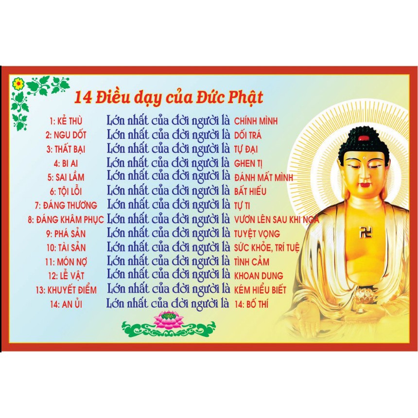 Tranh Dán Tường 14 Điều Dạy Của Đức Phật 3 Khổ A0, A1, A2 | Shopee Việt Nam