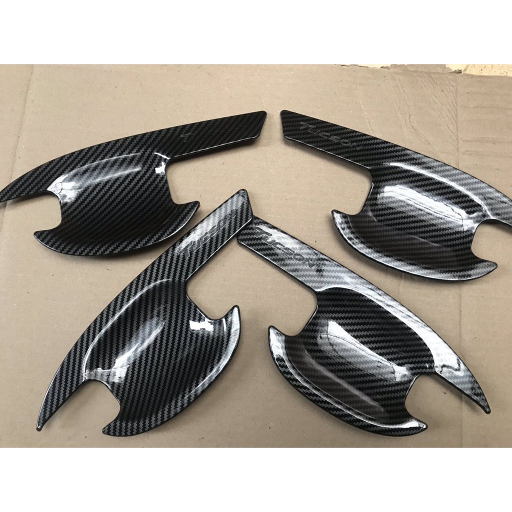 Ốp tay nắm cửa, hõm cửa ô tô Hyundai Tucson 2022-2026, Chất liệu nhựa ABS carbon cao cấp