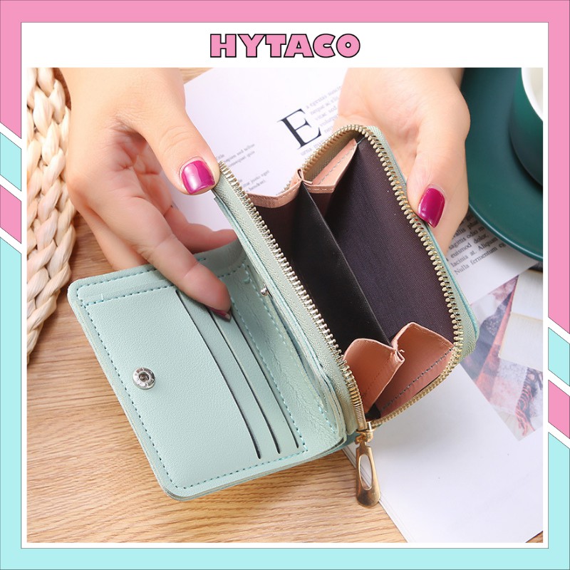 Ví nữ ngắn đẹp cầm tay mini nhỏ gọn bỏ túi nhiều ngăn dễ thương Phong Cách Hàn Quốc HYTACO