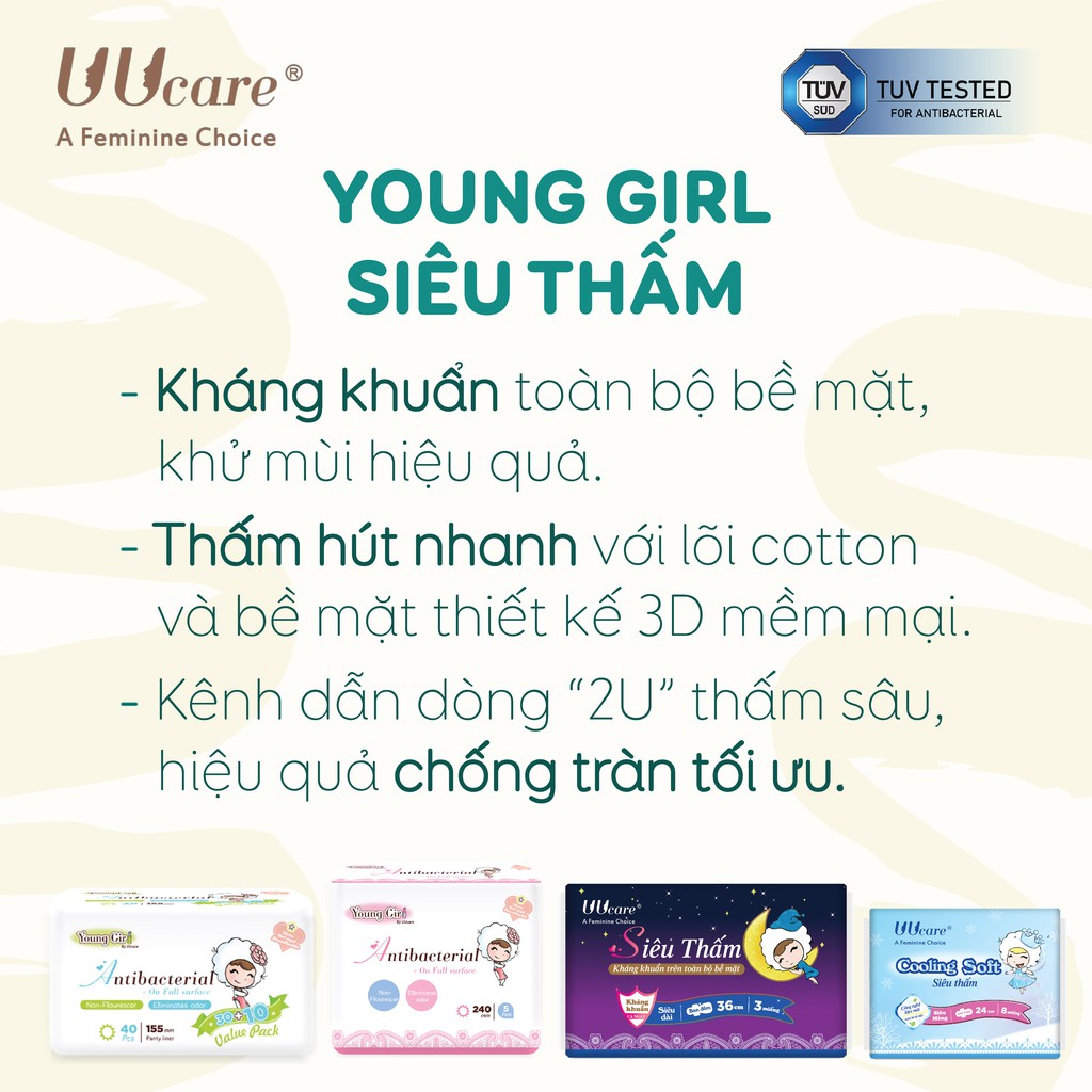 Ảnh Băng vệ sinh UUcare Singapore Young Girl ban đêm 36cm 1