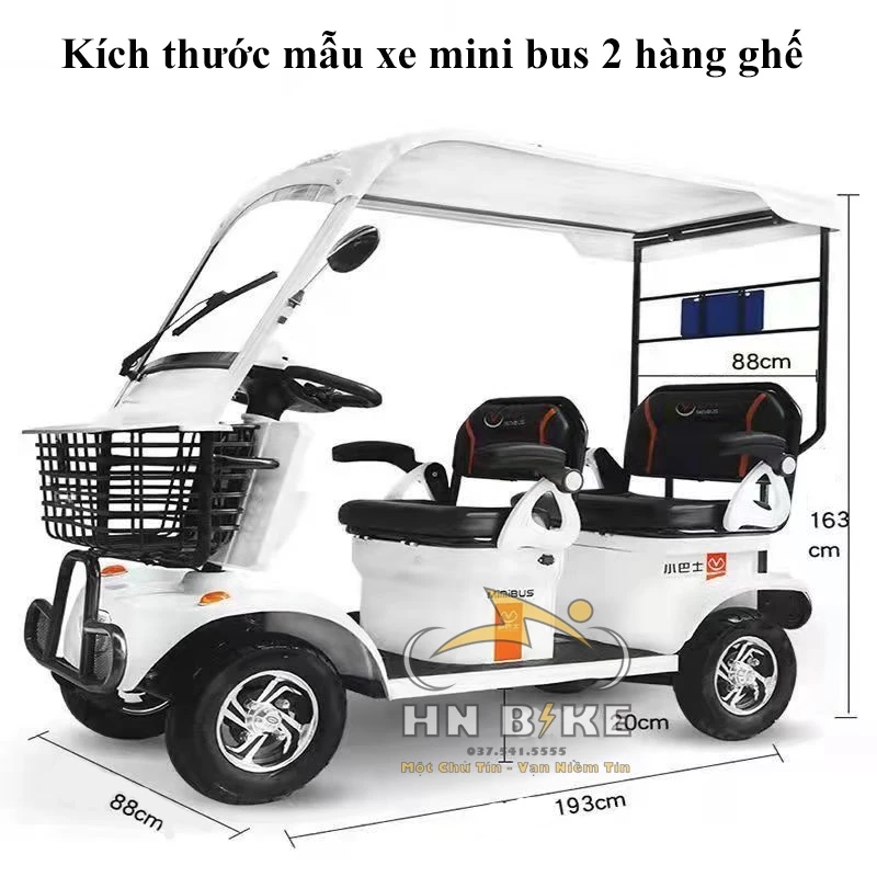 Xe điện 4 bánh mái che mini bus FUKO, Mẫu xe bus 2 hàng 2024,Thương hiệu nhật bản, động cơ 1200w