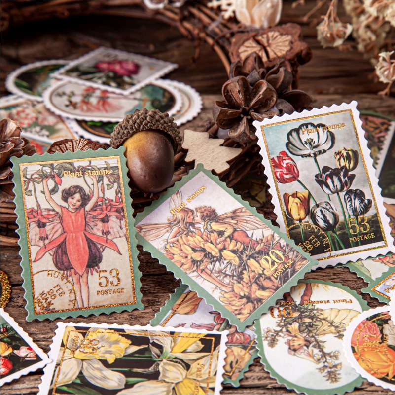 Sticker vintage trang trí sổ bullet journal scrapbook nhật kí album hình con tem HD139-K57.