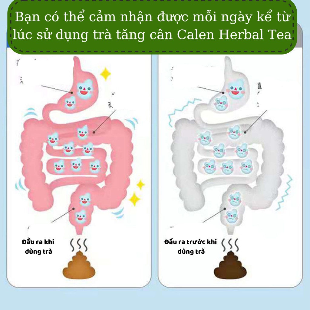 Trà túi lọc hỗ trợ tăng cân tăng cơ Calen không tích nước, không phù nề, hiệu quả sau 1 tháng sử dụng bịch 30 lọc