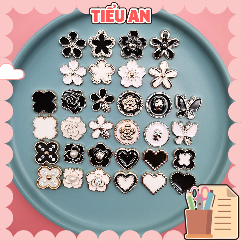 Set 3 Charm (C624) slime/ Dụng Cụ Charm [Có Keo - Nút để Tự gắn] Mạ Kim Loại Trang Trí Nhiều Kiểu Dáng