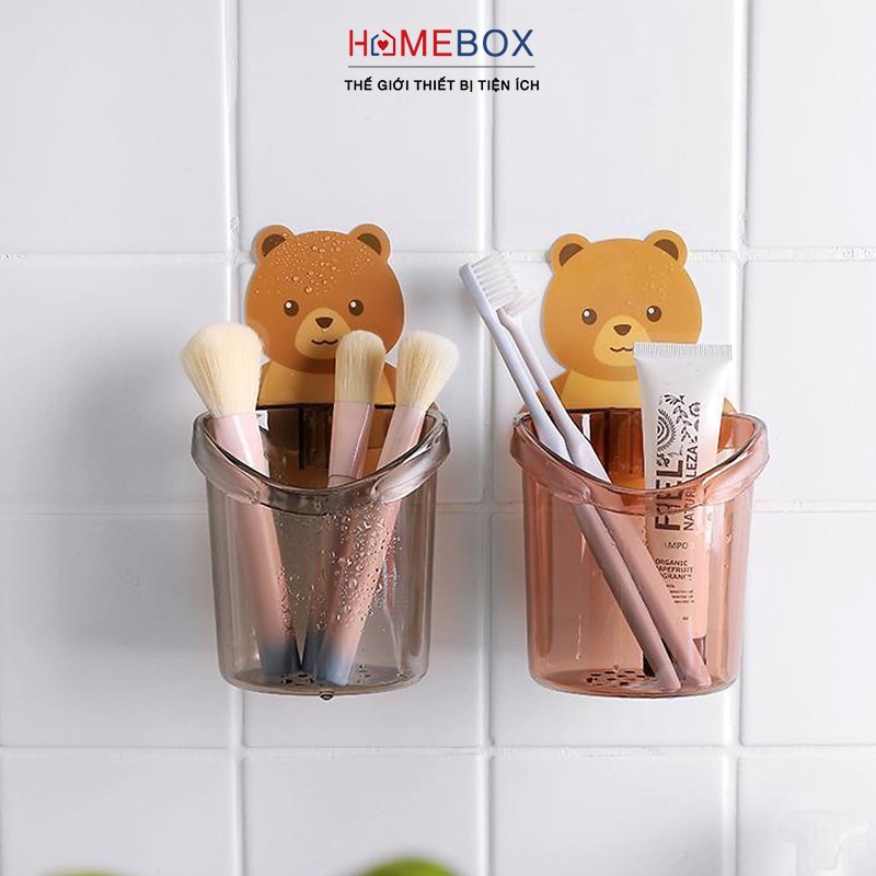 Cốc Đựng Bàn Chải Đánh Răng Dán Tường Tiện Lợi Có Lỗ Thoát Nước, Giá Để Bàn Chải Kem Đánh Răng