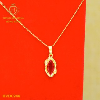 Dây Chuyền, Vòng Cổ Nữ Mặt Đính Đá, Titan Xi Mạ Vàng Non 24k Cao Cấp - Trang Sức Hava Hong Kong