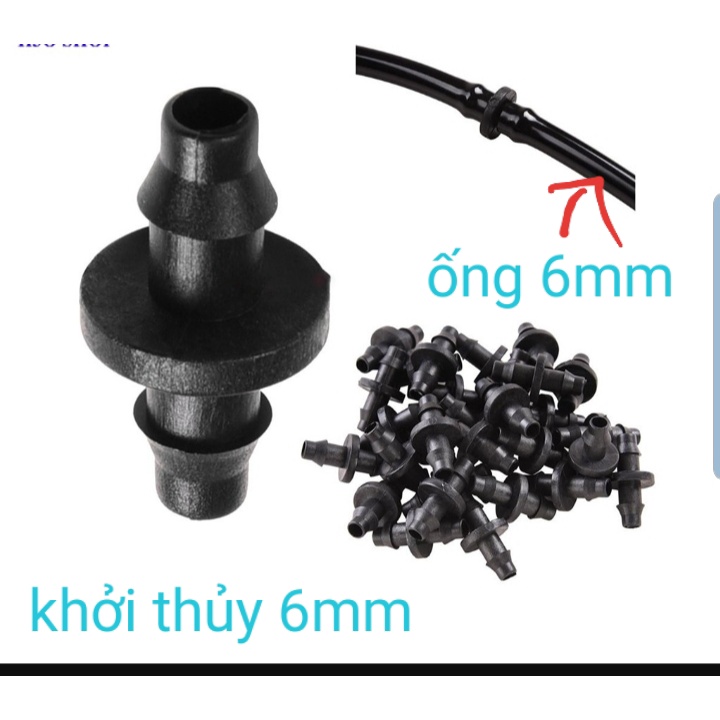 100 Khởi Thủy 6mm 2 đầu gài, sử dụng nối ống LDPE 6mm cho hệ thống tưới phun sương, tưới nhỏ giọt, tưới phun mưa