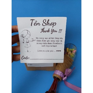 Cuộn 400 Tem ghi mã vận đơn có tên shop, có sẵn keo kích thước 10x10cm